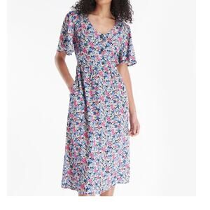 Barbour Floral Midi Dress - Blue and Pink